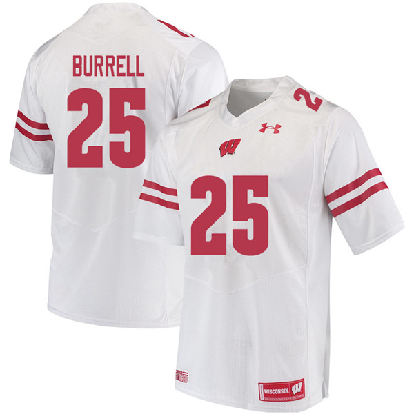 Men #25 Eric Burrell Wisconsin Badgers College Football Jerseys Sale-White